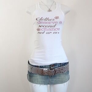 y2k slogan graphic tank top clothes deserve a second chance ribbed cami